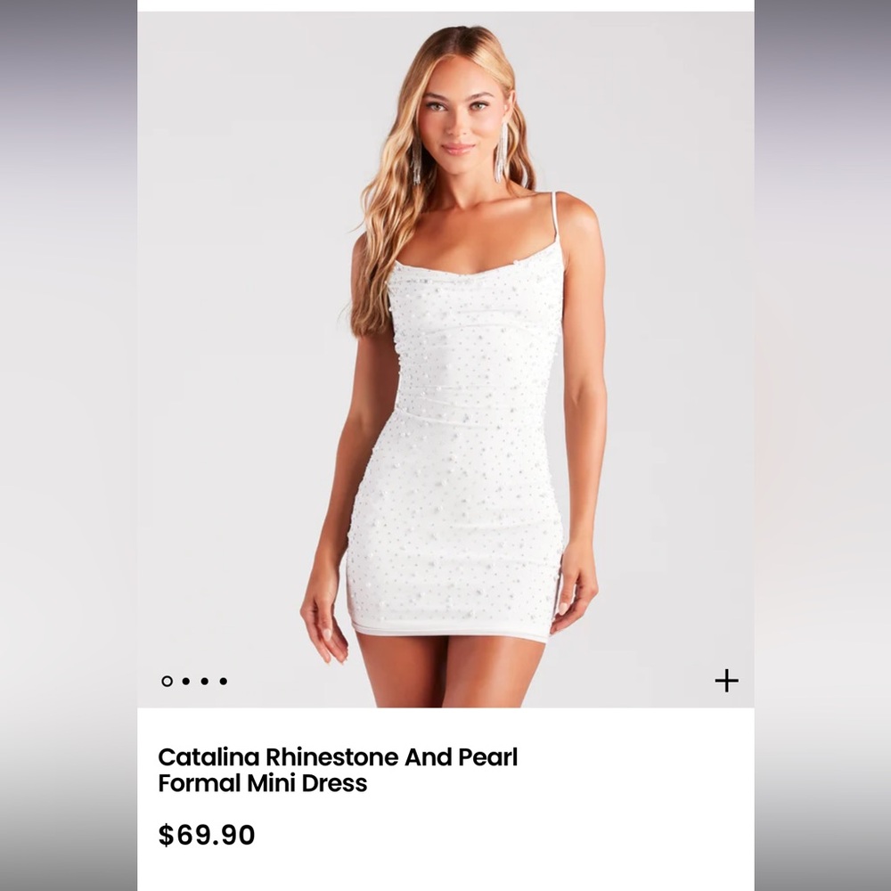 Windsor pearl detail white dress